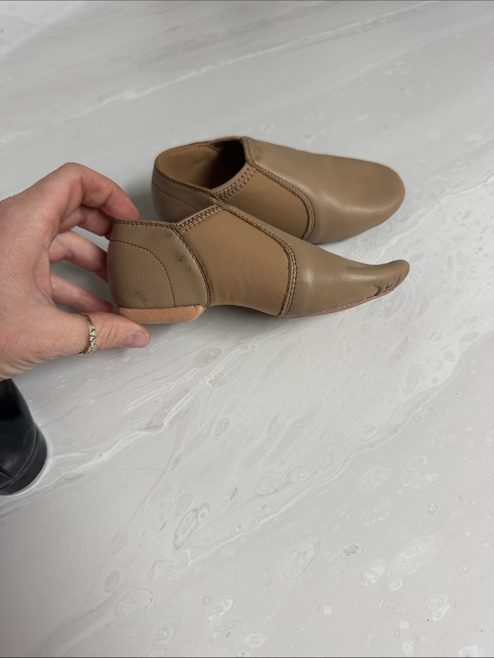 Stelle Tan Leather Slip-On girls dance jazz shoes
